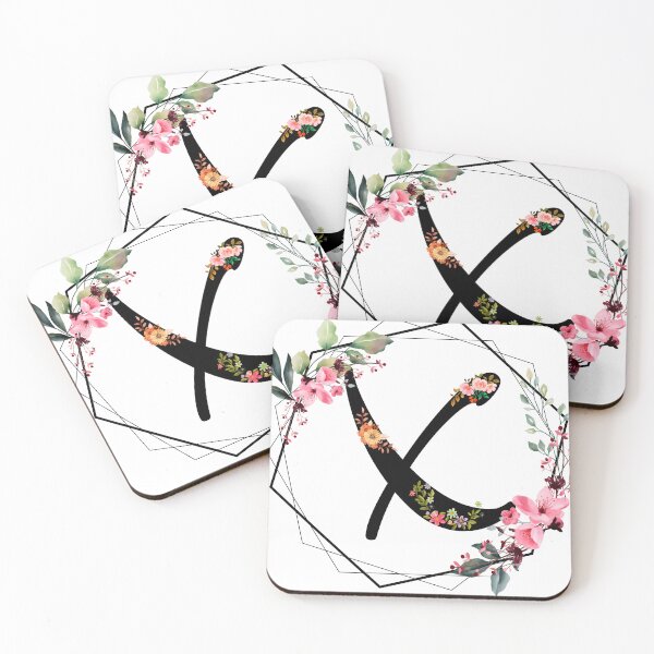 Item preview, X monogram flowers, watercolor designed and sold by OmikronStore.