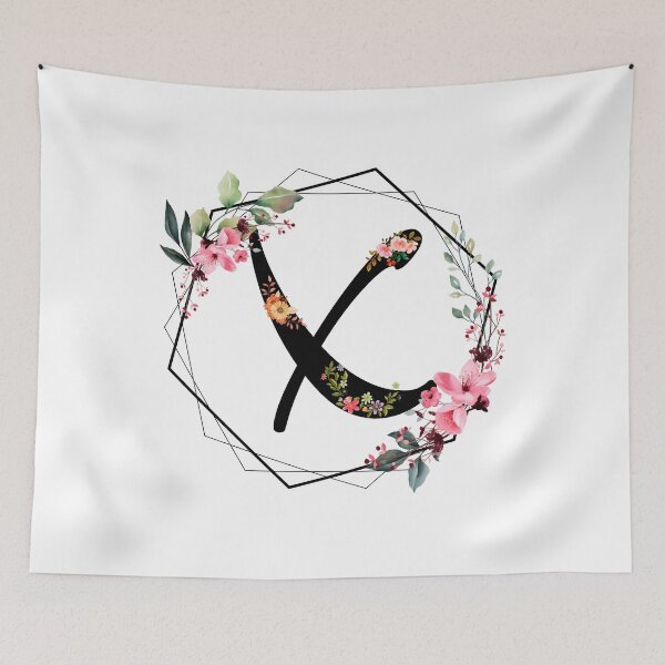 Item preview, X monogram flowers, watercolor designed and sold by OmikronStore.