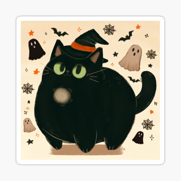 Witch familiar Black cat silhouette doormat Halloween