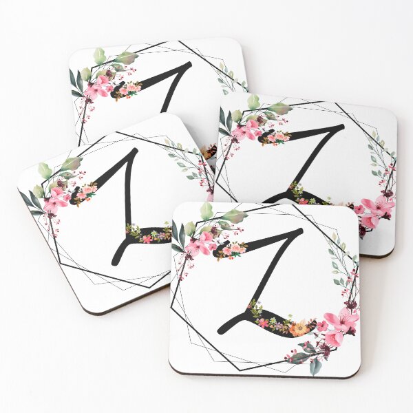 Item preview, Z monogram flowers, watercolor designed and sold by OmikronStore.