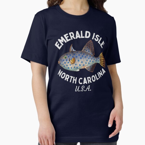 Item preview, Retro Fish Emerald Isle North Carolina- Silver Text- Island / Beach designed and sold by TimelessLocales.