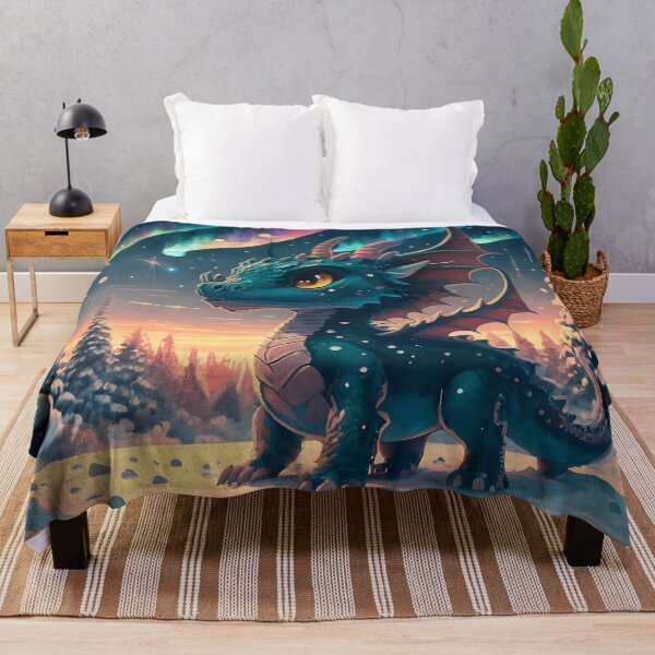 Item preview, Colorful Aurora Chibi Dragon In Winter Landscape  designed and sold by DragonRealms.