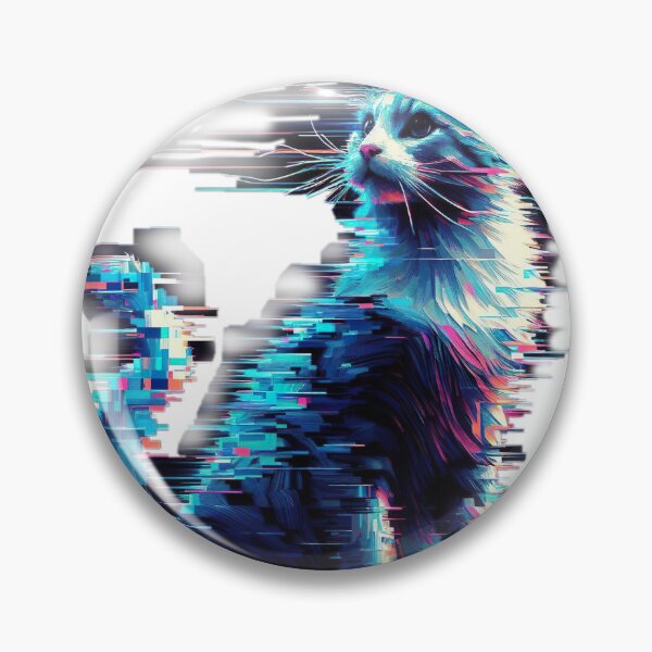 Item preview, "Glitchy Feline Fusion: Futuristic Cat on Dark Generative Canvas" designed and sold by Huycao211.