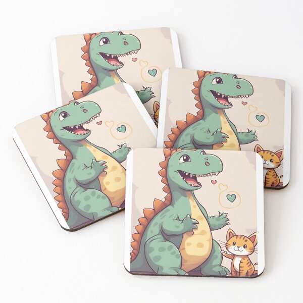Item preview, Adorable Dinosaur and Cat Duo designed and sold by Amira Magdy.
