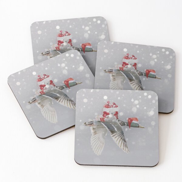 Item preview, Mallard Flying Through Snowfall to Bring Christmas Home to Family designed and sold by CarolM.