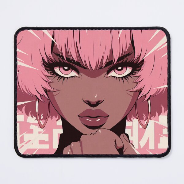 Item preview, Pink Haired Manga Girl Poster with Defiant Look designed and sold by IAPICTURE.