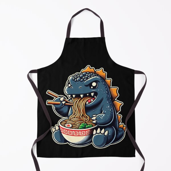 Aperçu de l'œuvre Godzilla mignon mangeant du Ramen créée et vendue par melvtec.
