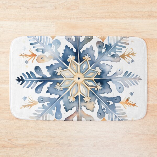 Item preview, Blue and gold watercolor snowflake print designed and sold by dcrc.