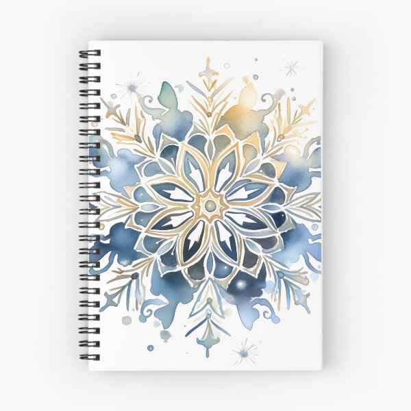 Item preview, Blue and gold watercolor snowflake print designed and sold by dcrc.