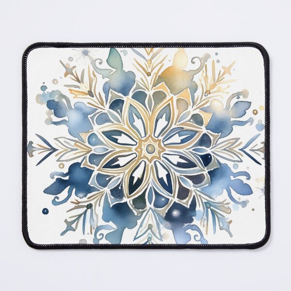 Item preview, Blue and gold watercolor snowflake print designed and sold by dcrc.