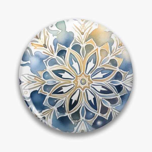 Item preview, Blue and gold watercolor snowflake print designed and sold by dcrc.