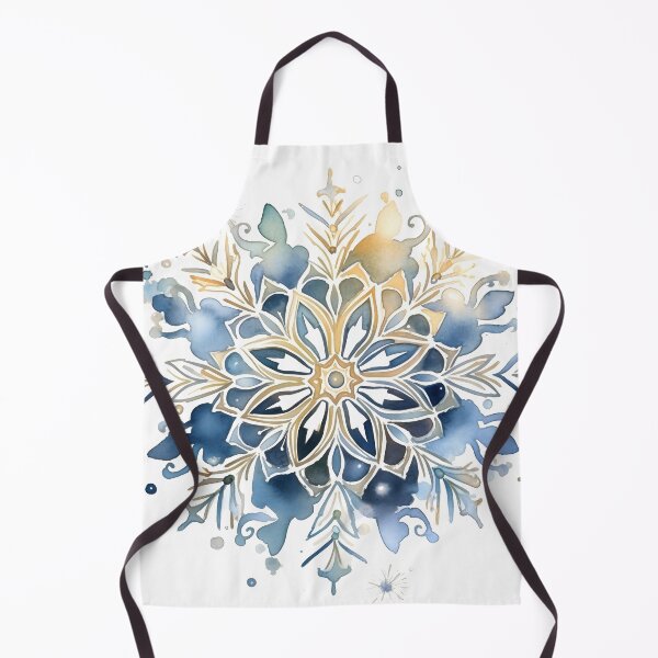 Item preview, Blue and gold watercolor snowflake print designed and sold by dcrc.