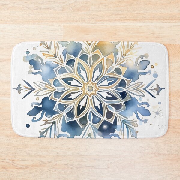 Item preview, Blue and gold watercolor snowflake print designed and sold by dcrc.