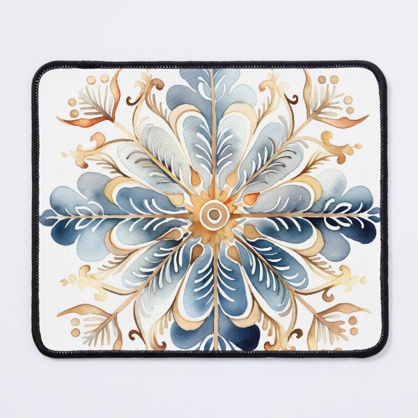 Item preview, blue and gold watercolor snowflake print designed and sold by dcrc.