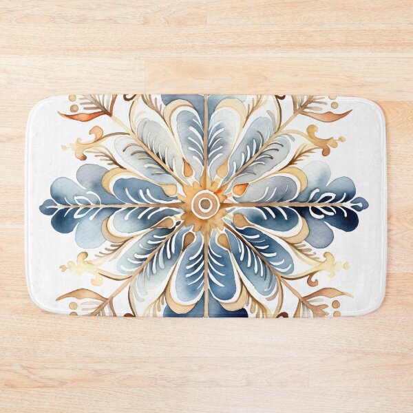 Item preview, blue and gold watercolor snowflake print designed and sold by dcrc.