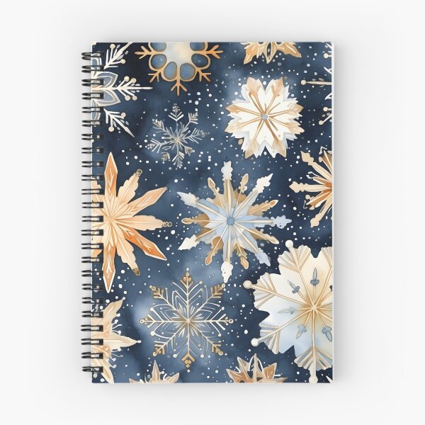Item preview, blue and gold watercolor snowflake print designed and sold by dcrc.