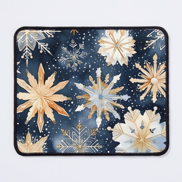 Item preview, blue and gold watercolor snowflake print designed and sold by dcrc.