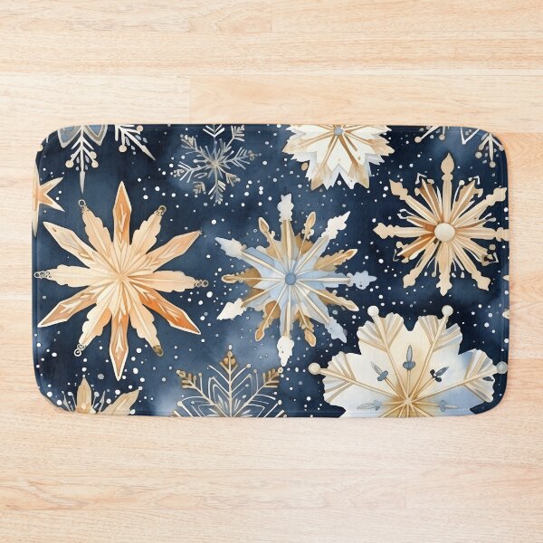 Item preview, blue and gold watercolor snowflake print designed and sold by dcrc.