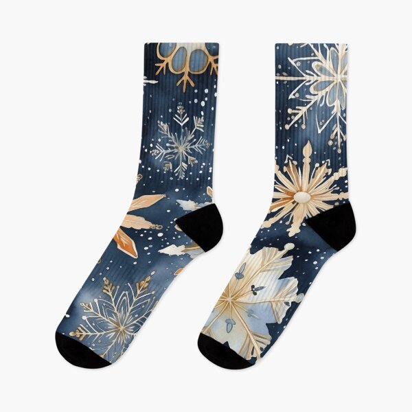 Item preview, blue and gold watercolor snowflake print designed and sold by dcrc.