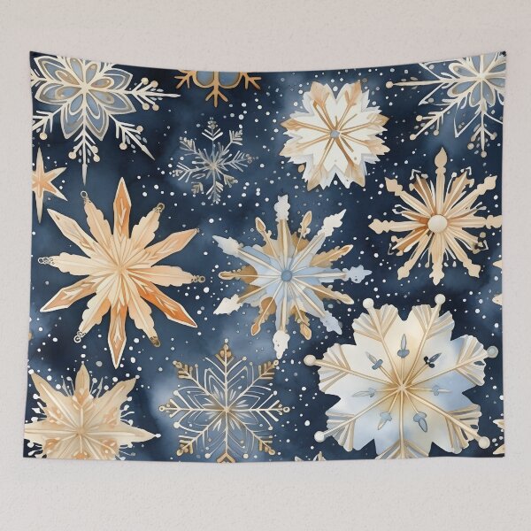 Item preview, blue and gold watercolor snowflake print designed and sold by dcrc.