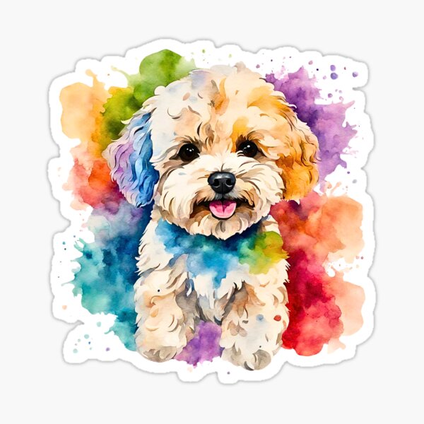 Item preview, Colorful Maltipoo Puppy Watercolor Splash – Cute Dog Art Design designed and sold by Fredster1966.