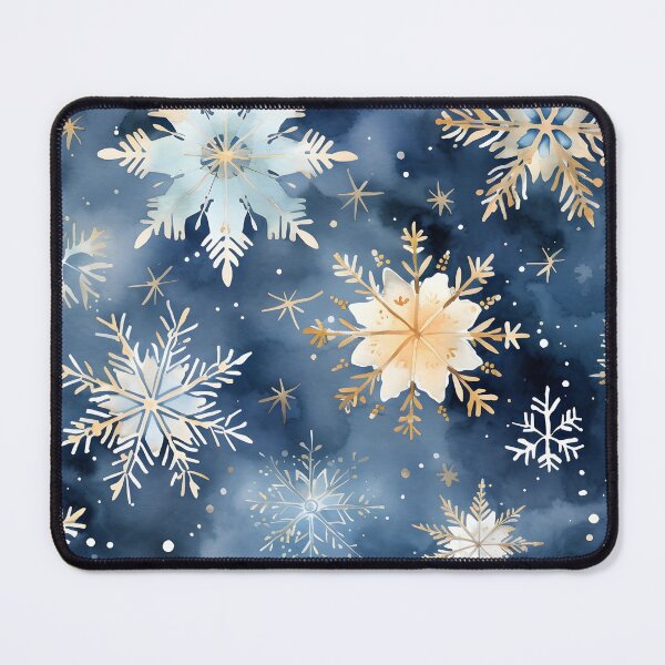 Item preview, blue and gold watercolor snowflake print designed and sold by dcrc.