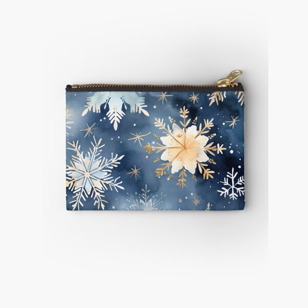 Item preview, blue and gold watercolor snowflake print designed and sold by dcrc.