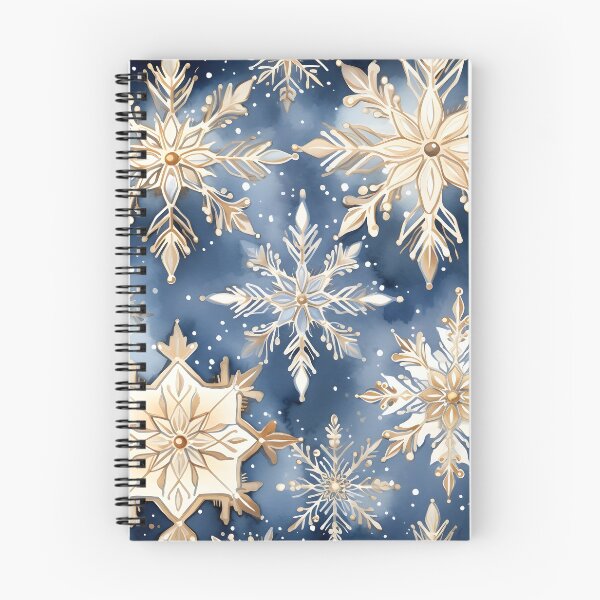 Item preview, blue and gold watercolor snowflake print designed and sold by dcrc.