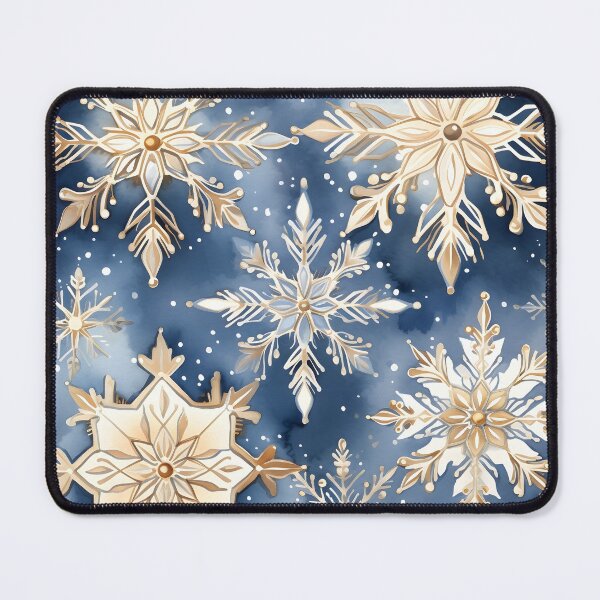 Item preview, blue and gold watercolor snowflake print designed and sold by dcrc.