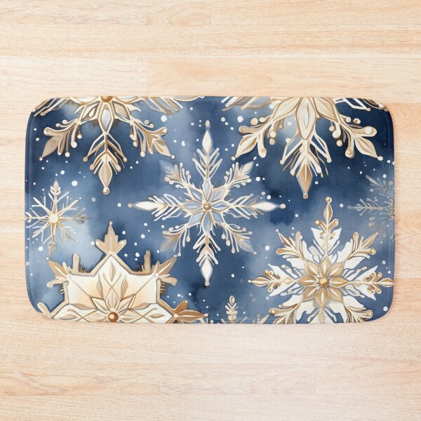 Item preview, blue and gold watercolor snowflake print designed and sold by dcrc.