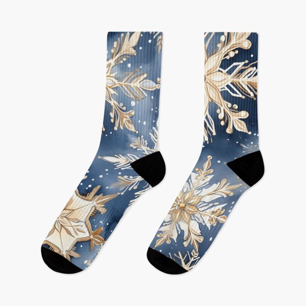 Item preview, blue and gold watercolor snowflake print designed and sold by dcrc.