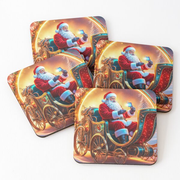Artikelvorschau, Vintage Retro-Weihnachtsmann fährt in seinem Schlitten mit Geschenken – Papa Noel – Holly Jolly – Joyeux Noel – Frohe Weihnachten entworfen und verkauft von MyArt23.