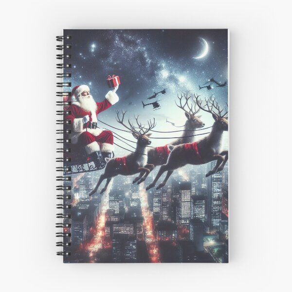 Item preview, "Starry Night Delivery: Santa Riding Reindeer Over Cityscape" designed and sold by Huycao211.