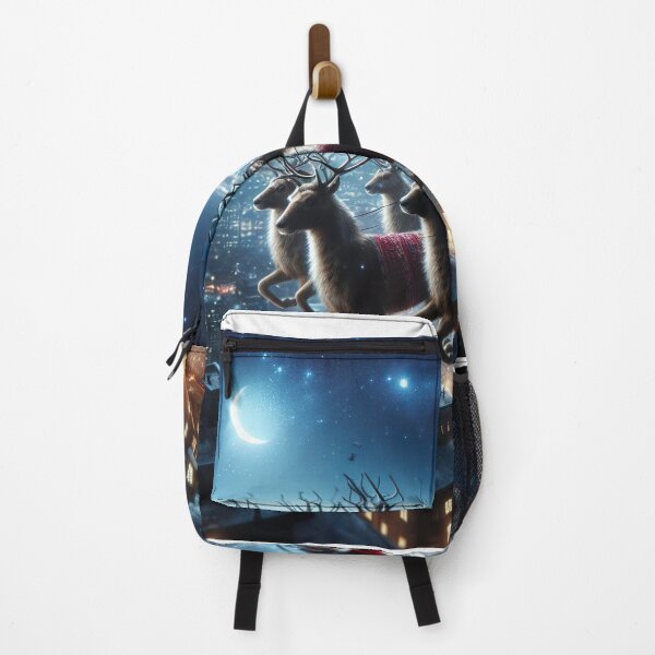 Item preview, "Starry Night Delivery: Santa Riding Reindeer Over Cityscape" designed and sold by Huycao211.