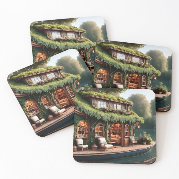 Item preview, The Library Houseboat designed and sold by DreamlifeBackgrounds.