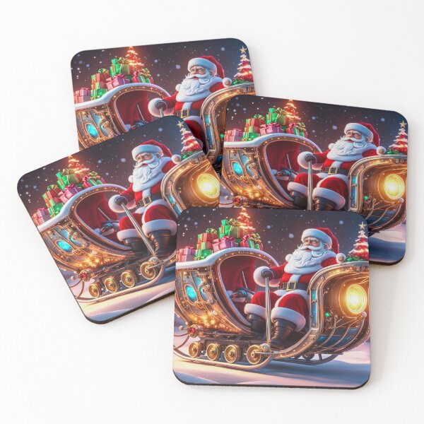 Item preview, Vintage Retro Santa Clause Rides In His Sleigh With Presents - Papa Noel - Holly Jolly - Joyeux Noel - Merry Christmas designed and sold by MyArt23.