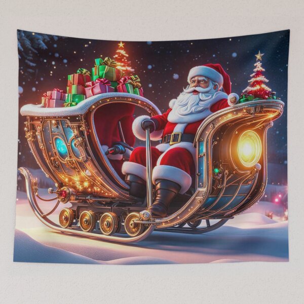 Item preview, Vintage Retro Santa Clause Rides In His Sleigh With Presents - Papa Noel - Holly Jolly - Joyeux Noel - Merry Christmas designed and sold by MyArt23.