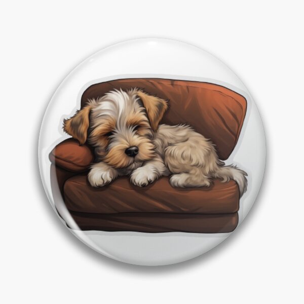 Artikelvorschau, Tranquil Terrier Slumber - Grey & Yellow Pup on Soft Orange-Brown entworfen und verkauft von PureGlee.