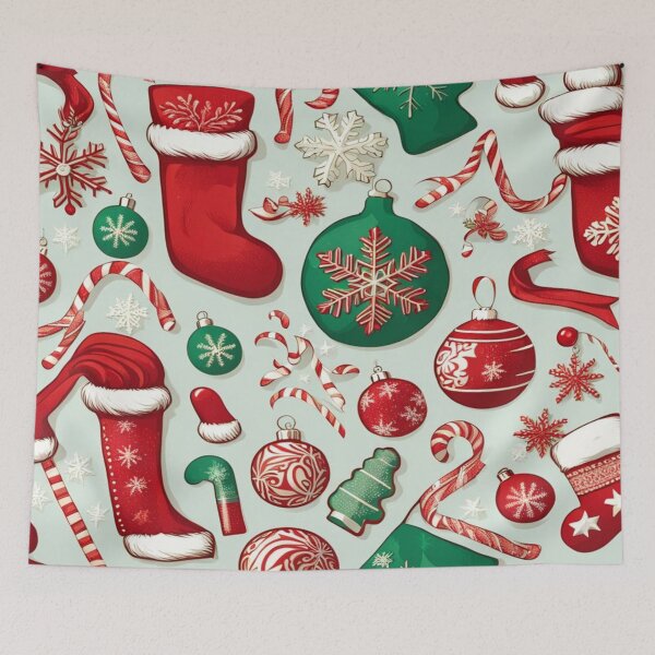 Item preview, Christmas Pattern in Pastel Green Background - Papa Noel - Holly Jolly - Joyeux Noel - Merry Christmas designed and sold by MyArt23.