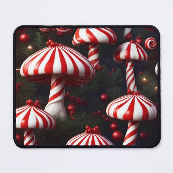 Item preview, Trippy Christmas Candy Cane Mushroom Pattern designed and sold by SquirmArt.