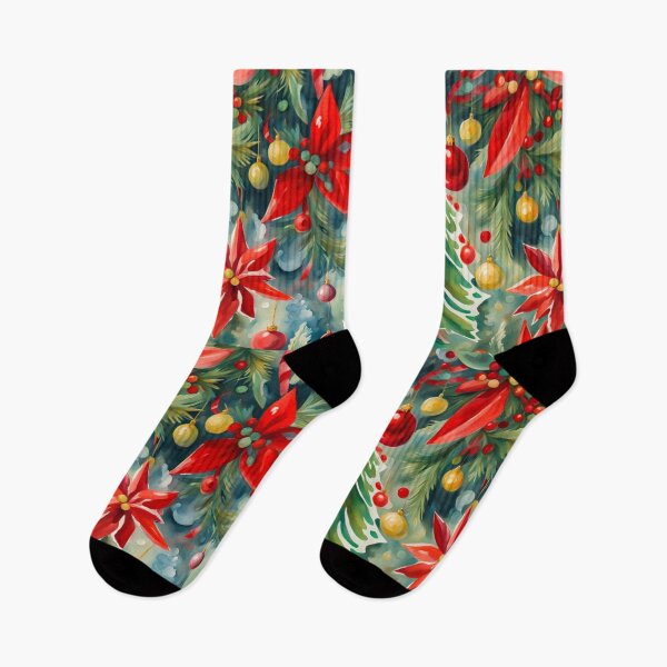 Item preview, Watercolor Christmas Pattern in Pastel Green Background - Papa Noel - Holly Jolly - Joyeux Noel - Merry Christmas designed and sold by MyArt23.