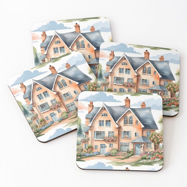 Item preview, European house watercolor style seamless pattern background designed and sold by Jayjaynaenae.