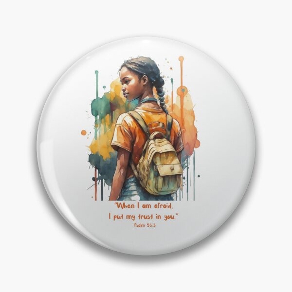 Item preview, "When I am afraid, I turn to you." Psalm 56:3 Ebony Girl Back View designed and sold by EveryGoodGift.