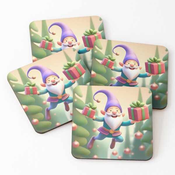 Item preview, Happy gnome flying through the forest with christmas presents  designed and sold by fotofeast.