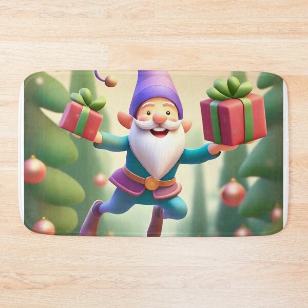 Item preview, Happy gnome flying through the forest with christmas presents  designed and sold by fotofeast.