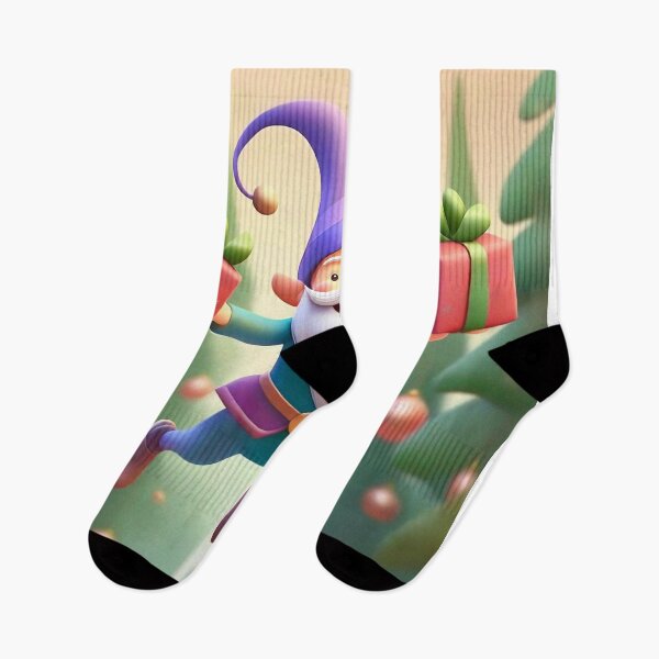 Item preview, Happy gnome flying through the forest with christmas presents  designed and sold by fotofeast.