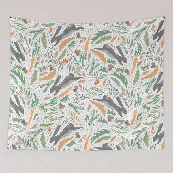 Item preview, Seamless pattern with jumping hare and carrot designed and sold by Nattalu.