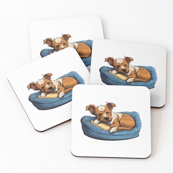 Item preview, Dreamy Terrier Haven - Grey & Brown Pup on Soft Blue Couch designed and sold by PureGlee.