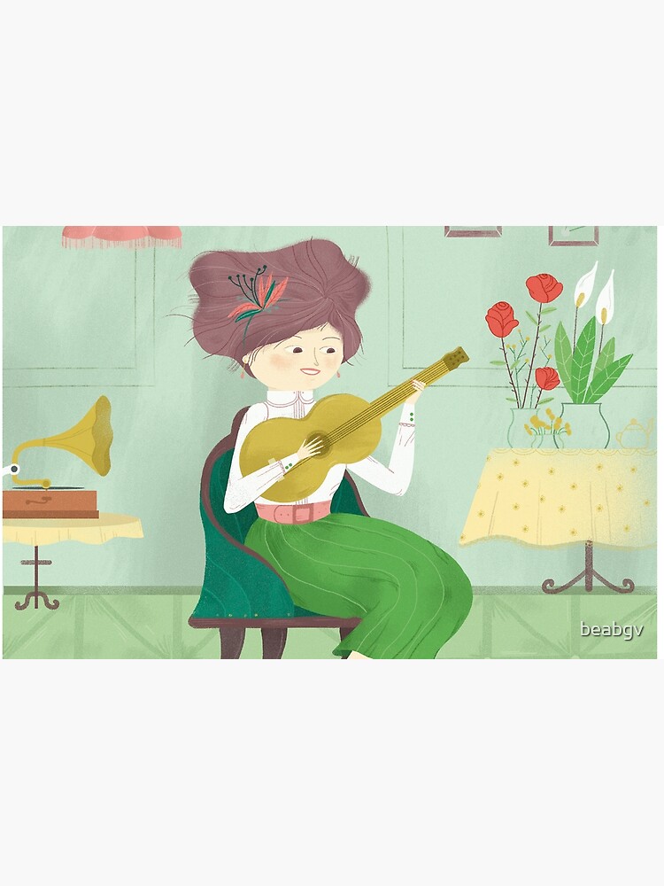 Imagen 2 de 2, Vinilo para portátil con la obra Guitar Girl, diseñada y vendida por beabgv.