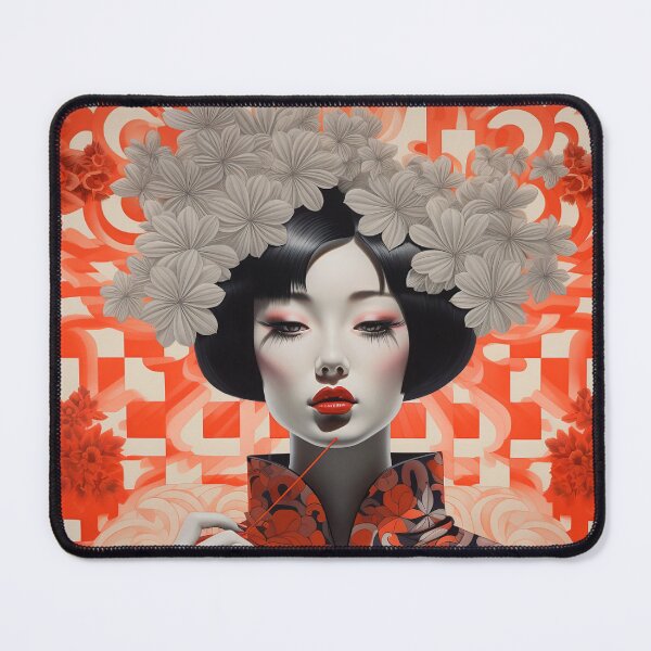 Item preview, Shanghai Smoking Girl Orange Flowers in her hair designed and sold by Meeheemaha.